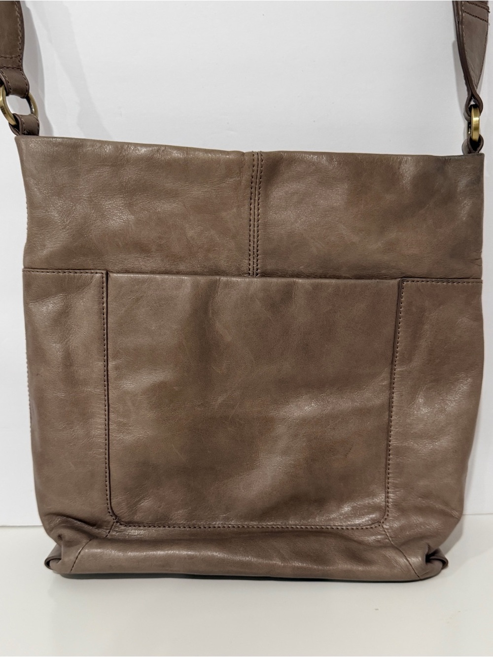 HOBO Taupe GREY Leather Crossbody Bag